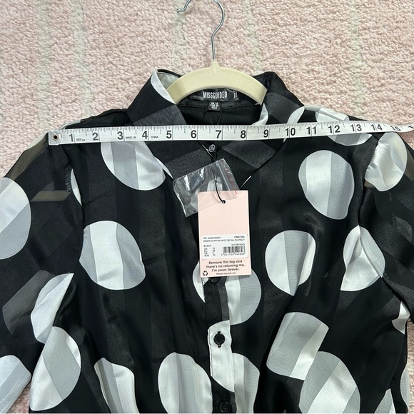 NWT Missguided Black and White Polka Dot Stripe Romper Playsuit Chiffon Size 6 - Picture 7 of 15